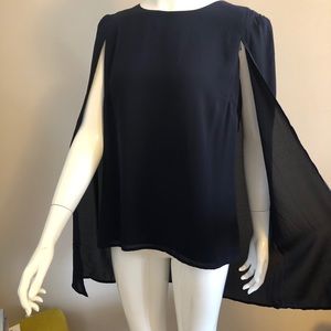Catharine Malandrino rich navy blue caped shirt
